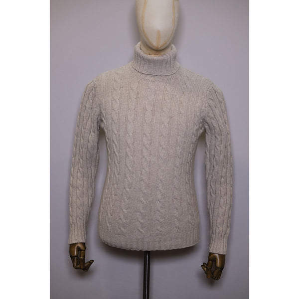 Fisherman Out Of Ireland Cabled Roll Neck Sweater - Oatmeal