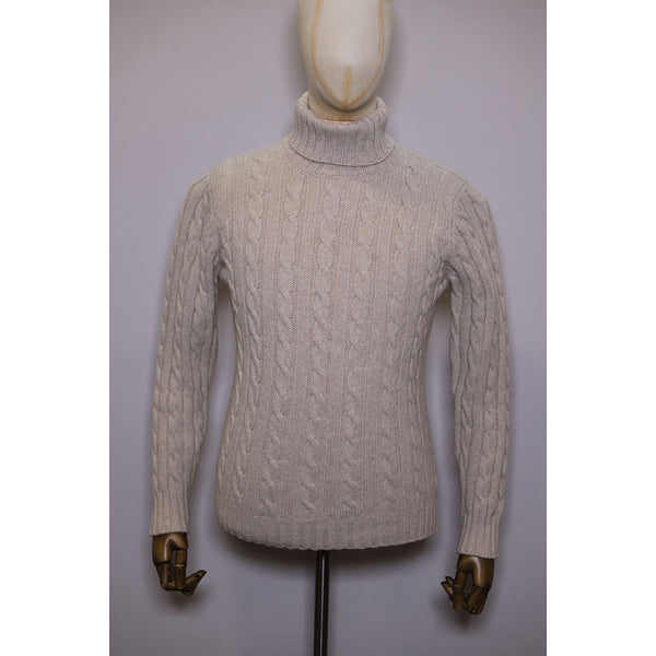 Fisherman Out Of Ireland Cabled Roll Neck Sweater Oatmeal