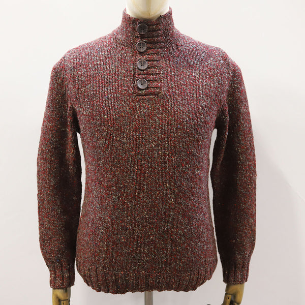Fisherman Out Of Ireland Button Neck Sweater - Stone Berry